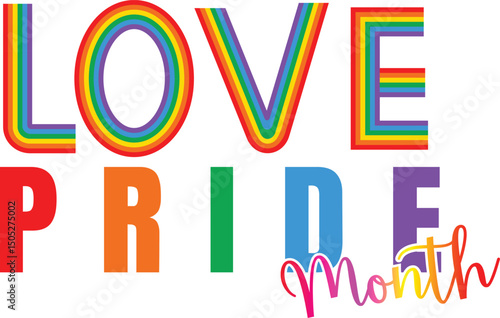 Colorful love pride month lgbtq+ design for celebration and inclusive community