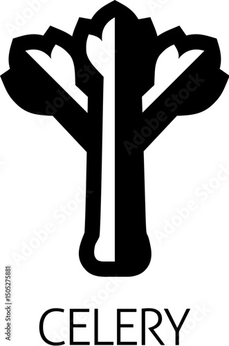Celery vegetable food stylised icon concept. Possibly an icon for the allergen or allergy.