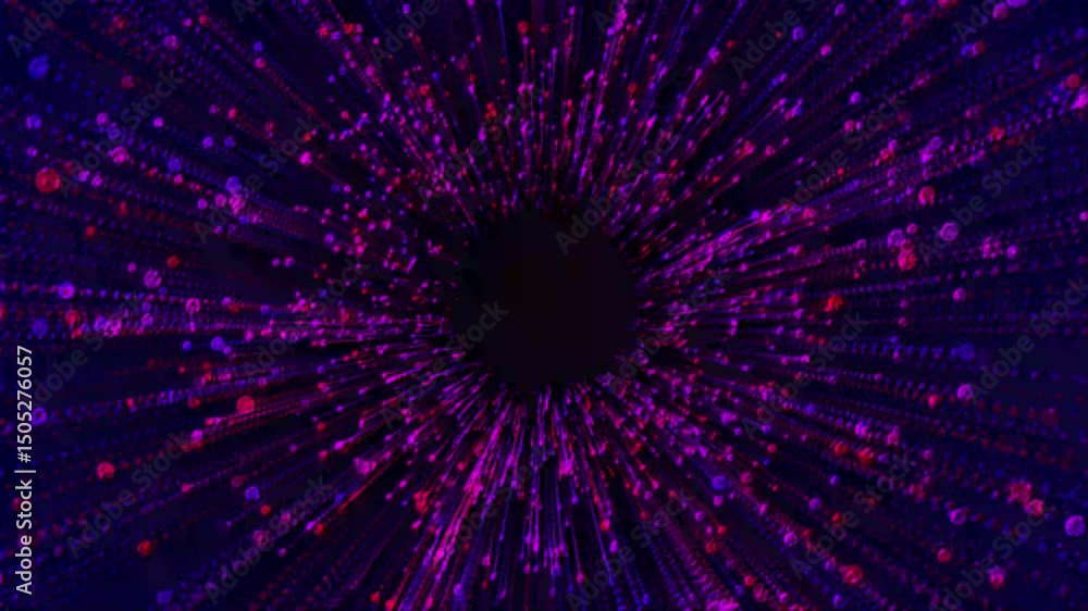 Abstract flight in retro neon hyper warp space in the tunnel