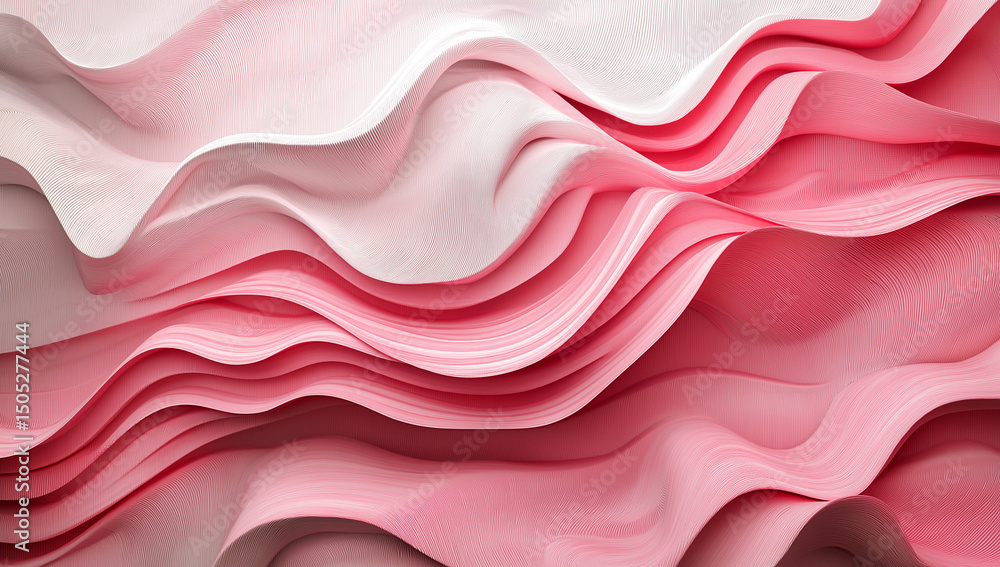 Fototapeta premium Soft Pink Abstract Background with Wavy Lines and Gentle Light Effects, Featuring Pink, White, and Violet Curves in a Pastel Gradient for Elegant and Modern Design Projects