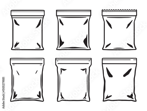 ziplock bags line art minimal food storage design