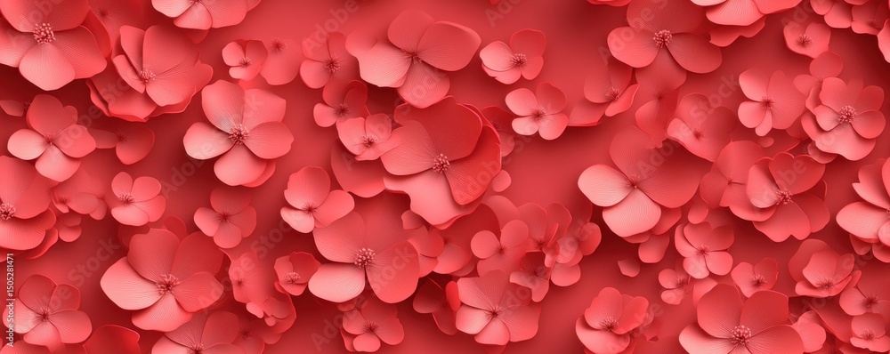 Obraz premium japanese inspired 3d seamless flower illustration, sakura blossoms tile