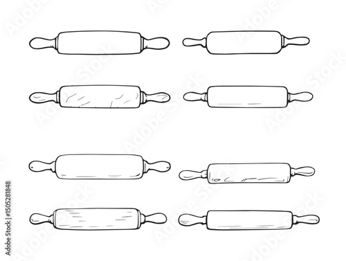 clean rolling pin line art illustration for cooking