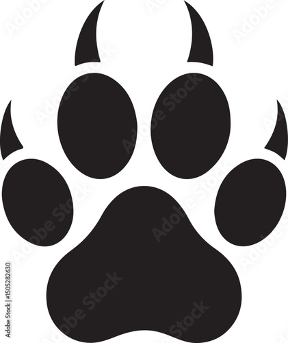 Footprints of a big cat. Paw tiger. Vector