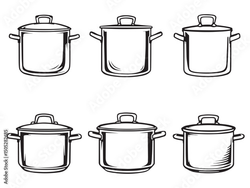 clean stockpot line art artwork for modern culinary illustrations