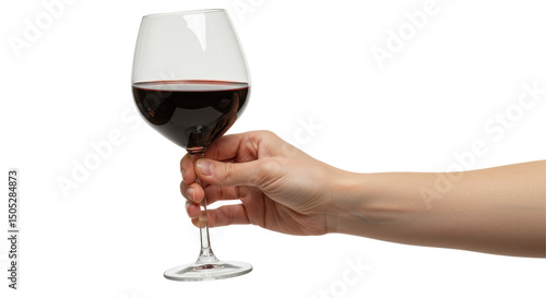 Isolated Hand Holding a Glass of Red Wine