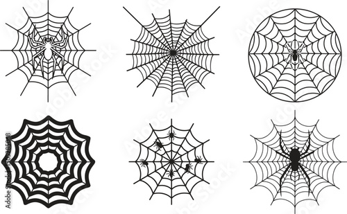 spiderwebs set. halloween, creepy, decoration, cobweb. editable vector illustration