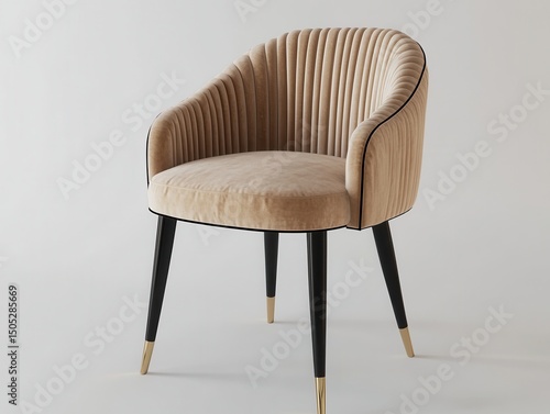 Shop beige velvet upholstered accent chair modern design