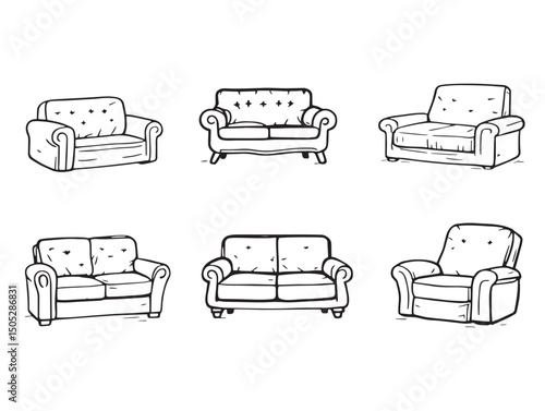 Elegant sofa line art design for interior decor