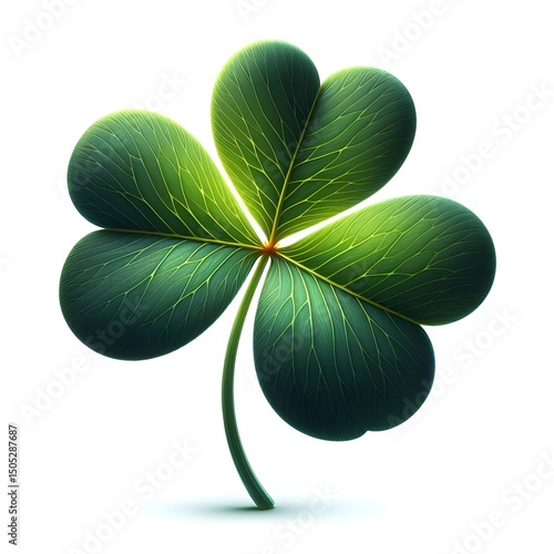  Clover isolated on white background, St. Patrick's Day symbol, clipping path, full depth of field