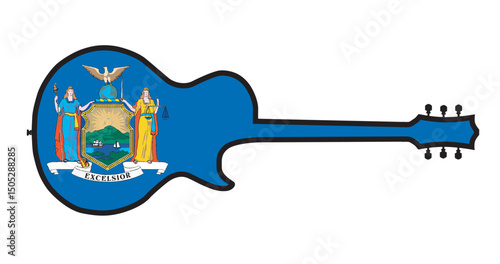 Guitar Outline With New York State Flag