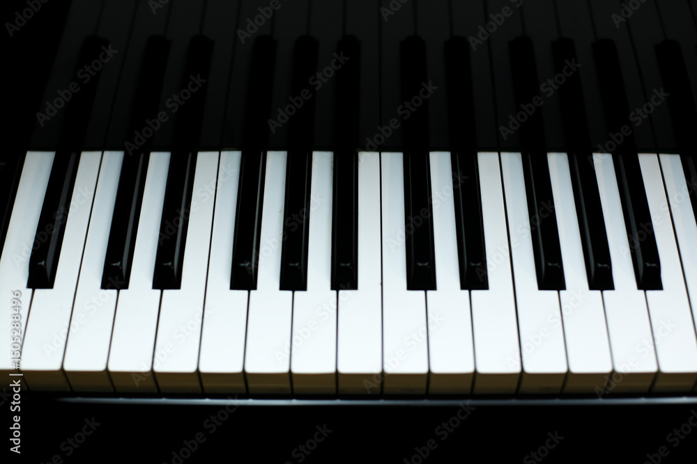 Cinematic beautiful grand piano in close up to keys Cinematic beautiful grand piano in close up to keys
