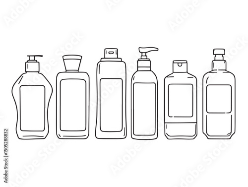 hand drawn shampoo line art vector for illustrations