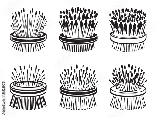 hand drawn scrub brush line art for stock vector use