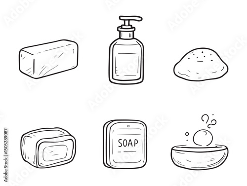 hand drawn soap line art style for modern use