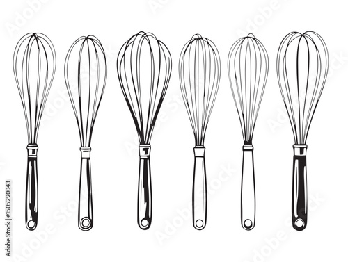 hand drawn whisk line art for chef themed graphics