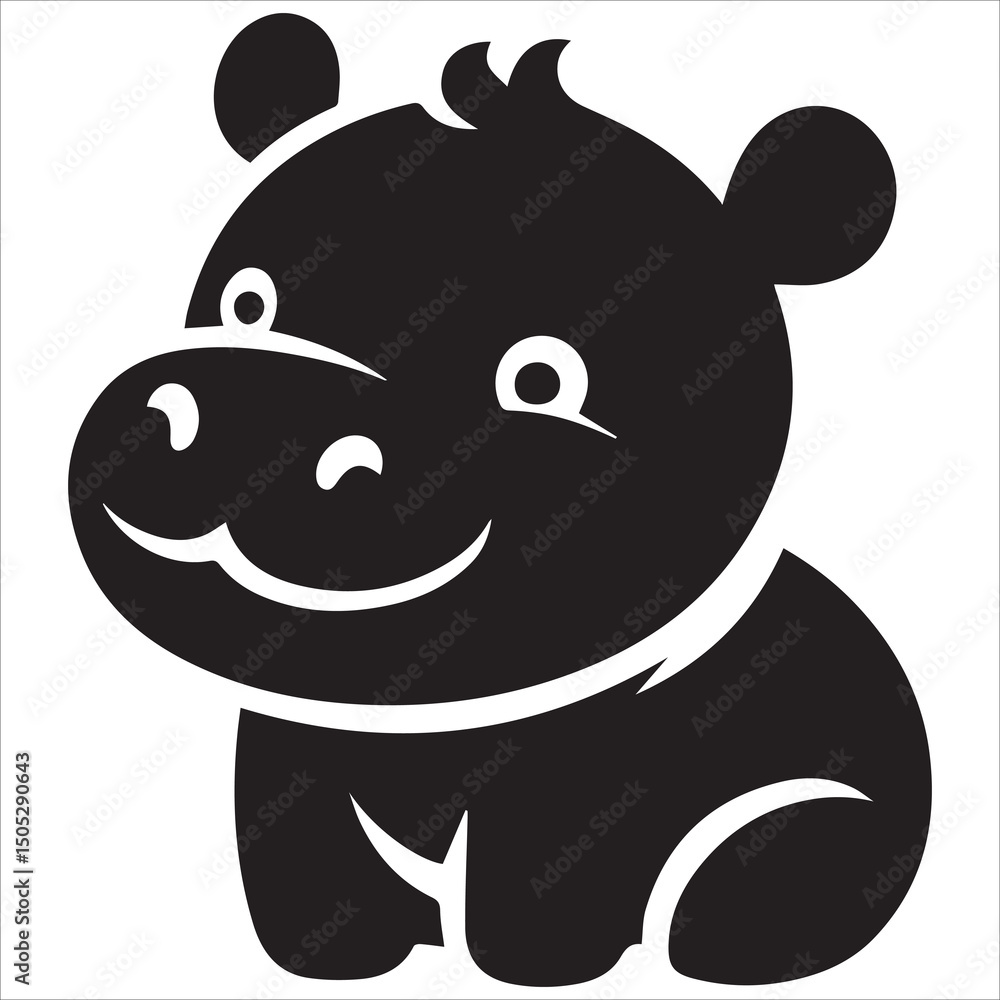 Fototapeta premium Baby Hippopotamus Sitting Silhouette