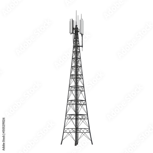 A towering silhouette of progress a communications tower standing vigilant on transparent background