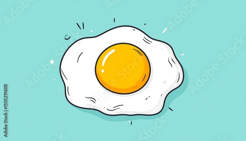 Fried Egg Breakfast Cartoon Food.