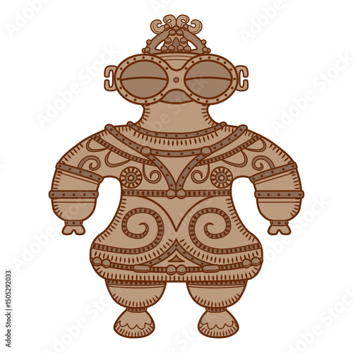 縄文時代の土偶のイラスト／Illustration of a clay figurine from the Jomon period