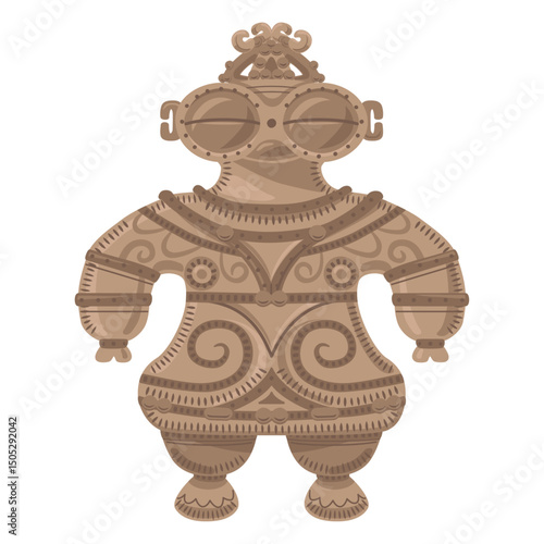 縄文時代の土偶のイラスト／Illustration of a clay figurine from the Jomon period