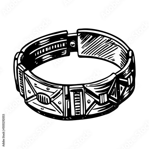 A vintage style illustration of an antique bangle