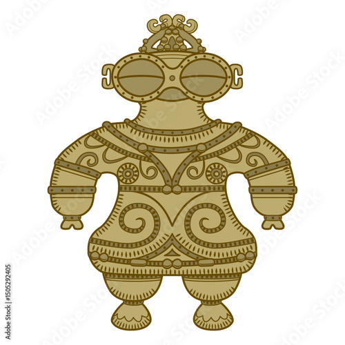 縄文時代の土偶のイラスト／Illustration of a clay figurine from the Jomon period