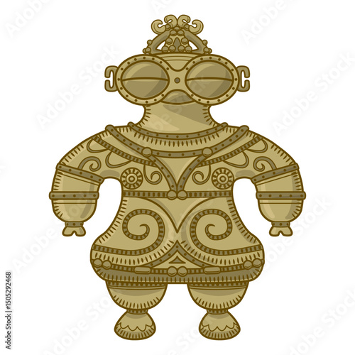 縄文時代の土偶のイラスト／Illustration of a clay figurine from the Jomon period