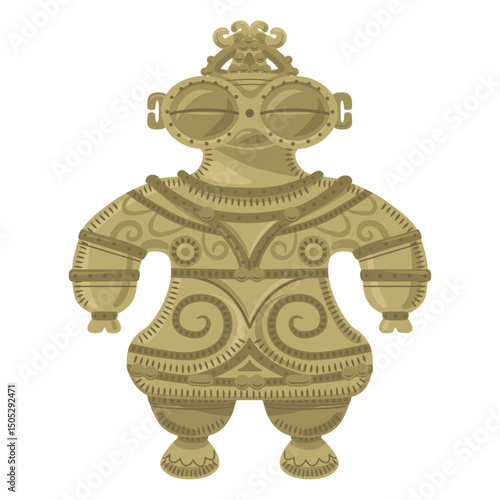 縄文時代の土偶のイラスト／Illustration of a clay figurine from the Jomon period