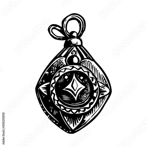 A vintage style illustration of ornate locket