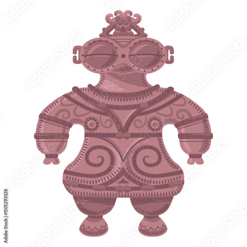 縄文時代の土偶のイラスト／Illustration of a clay figurine from the Jomon period