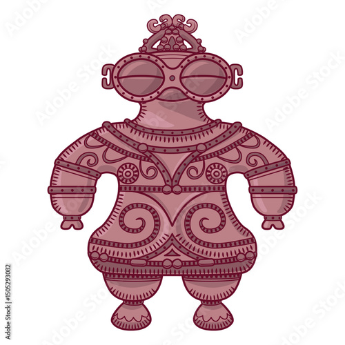 縄文時代の土偶のイラスト／Illustration of a clay figurine from the Jomon period