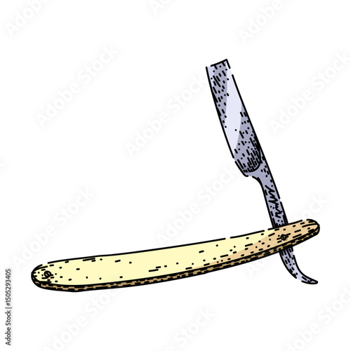 edge barber straight razor sketch hand drawn vector