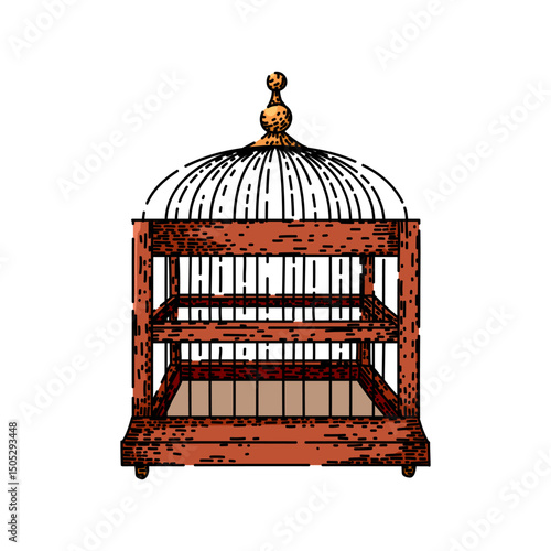 aviary birdcage sketch hand drawn vector