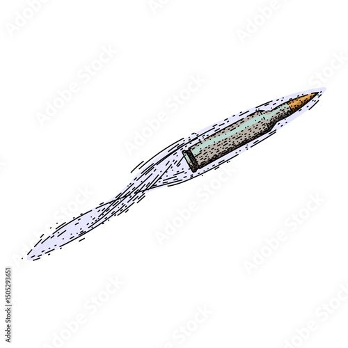 caliber bullet flying sketch hand drawn vector