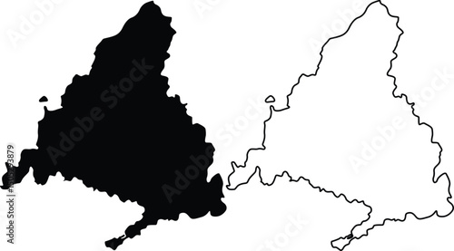 Community of Madrid Map Silhouette Outline and Flat Design