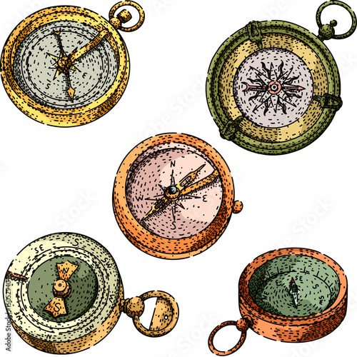 compass set sketch hand drawn vector