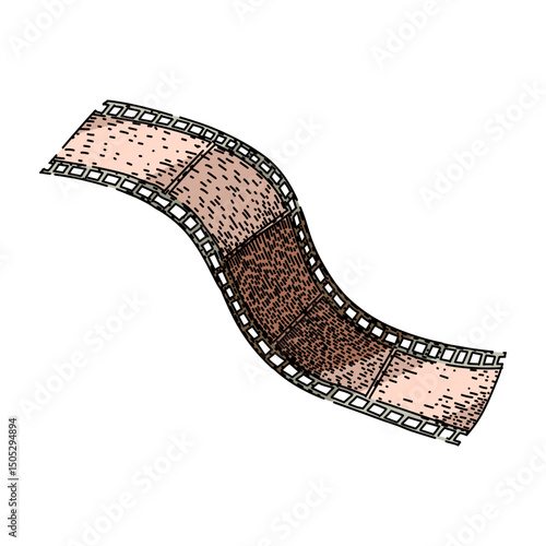 vintage film reel sketch hand drawn vector