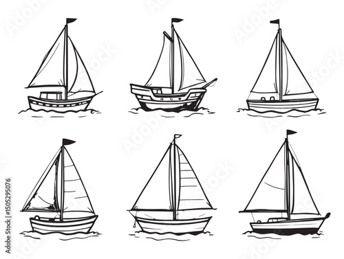 minimalist sailboat line art illustration for modern vector use
