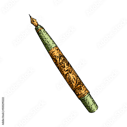 cartridge fountain pen sketch hand drawn vector