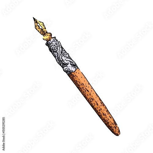 nib fountain pen sketch hand drawn vector