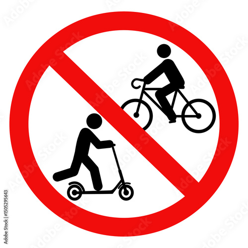 No Bicycles and Scooter sign. Can not ride scooters or bicycles here sign.Vector illustration design