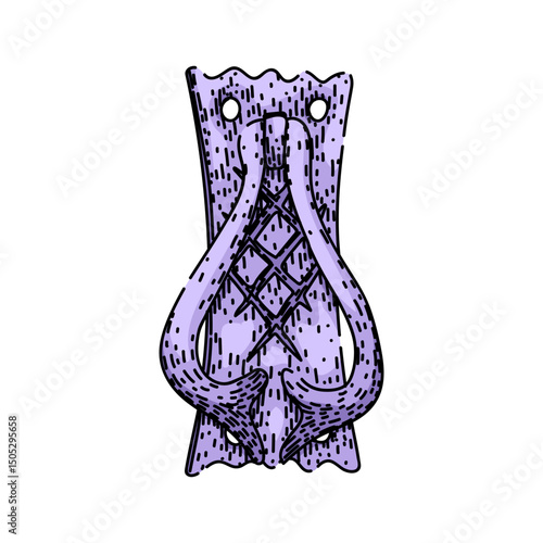 ornate iron door knocker sketch hand drawn vector