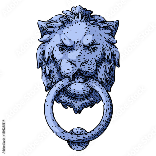 traditional iron door knocker sketch hand drawn vector