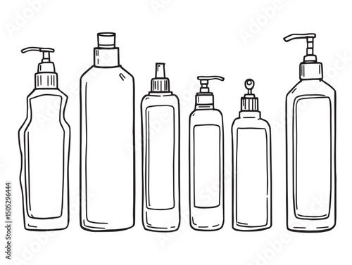 minimalist shampoo bottle outline for design projects