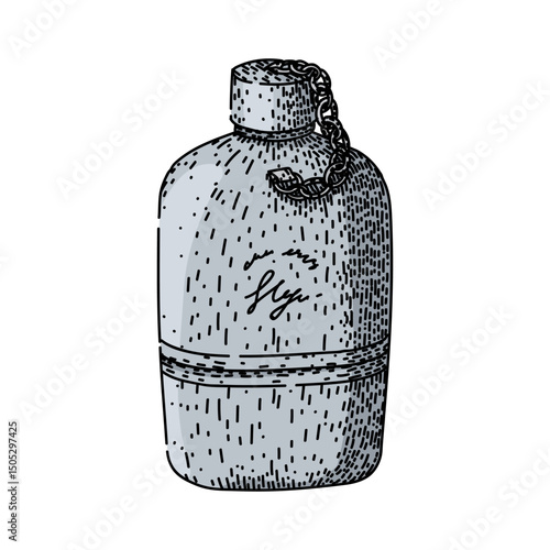 alcohol pocket flask sketch hand drawn vector