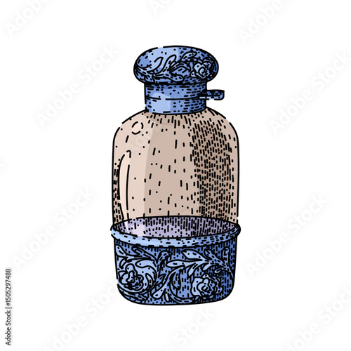stainless pocket flask sketch hand drawn vector