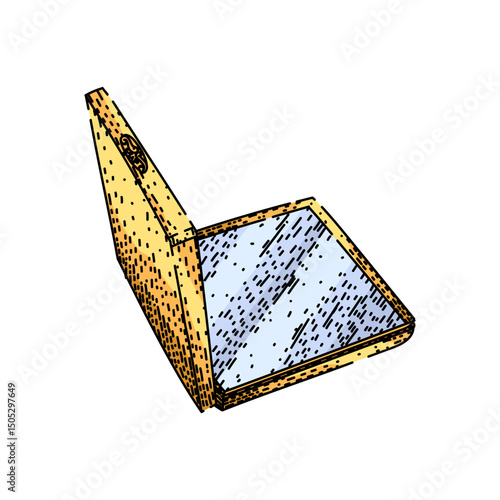 reflection pocket mirror sketch hand drawn vector