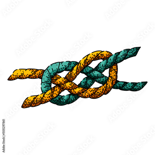 reef rope knot sketch hand drawn vector