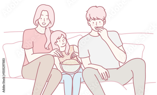 A cozy family scene with everyone enjoying tasty snacks, capturing warmth and togetherness among loved ones